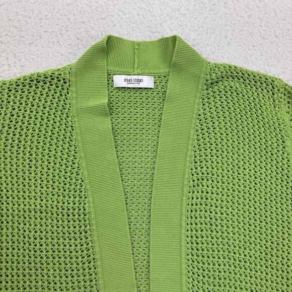 Jones Studio Cardigan Womens XL Green Open Front Sweater 3/4 Sleeve Lightweight - Picture 3 of 11
